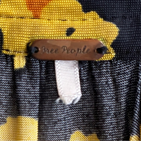 Free People Yellow and Black Tiered Sundress with Bishop Sleeves M - Picture 14 of 16